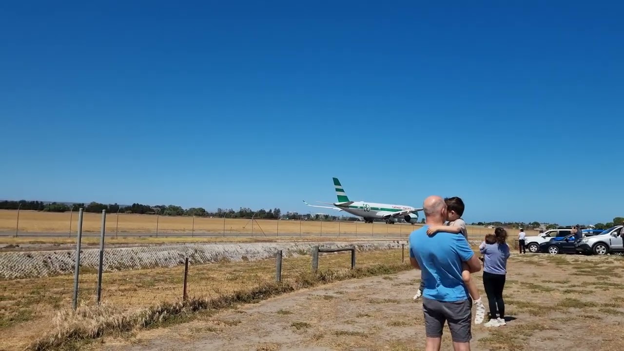 Cathey Pacific 80 years retro livery Airbus A359 departing from Adelaide airport 
