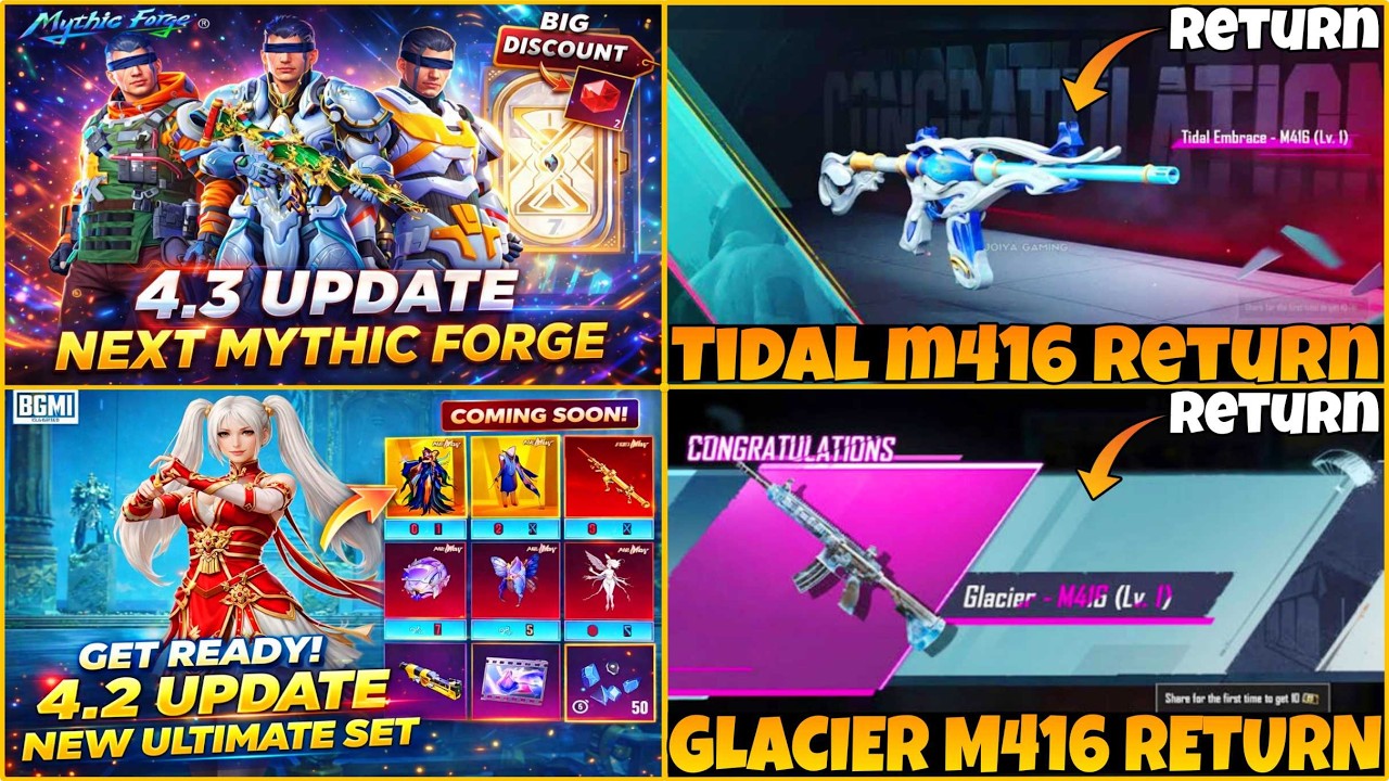 FINALLY! BGMI 4.3 UPDATE 🔥 NEXT MYTHIC FORGE | TIDAL M416 RETURN 😱 GLACIER M416 CONFIRMED?