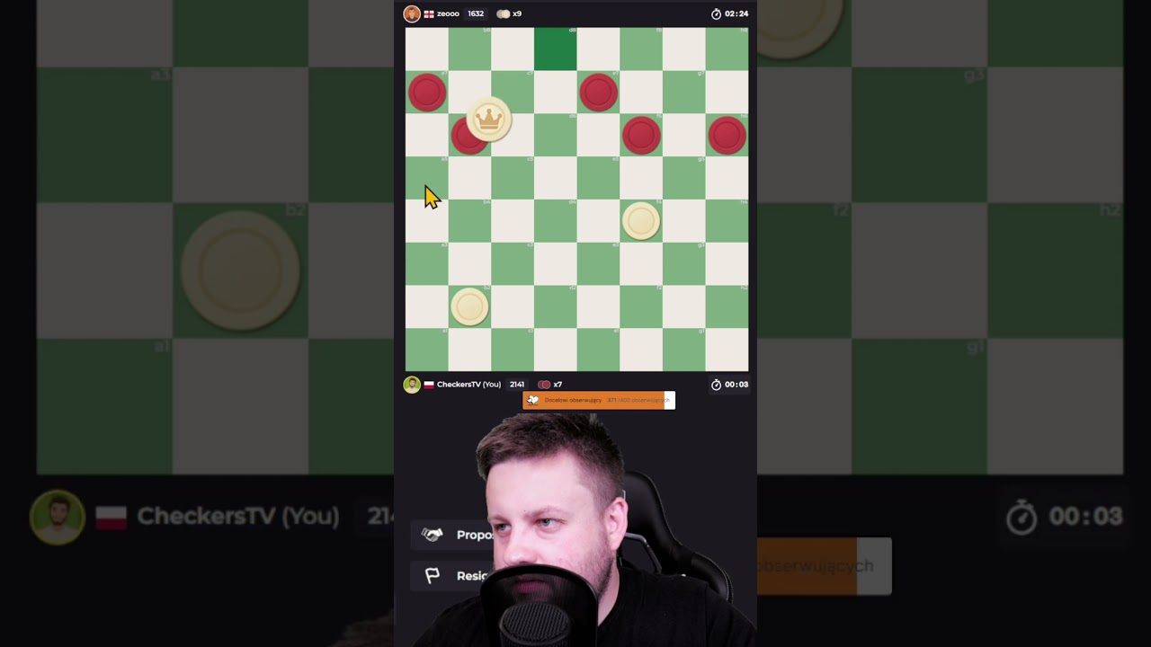 I totally missed the win at checkers during the live stream! 