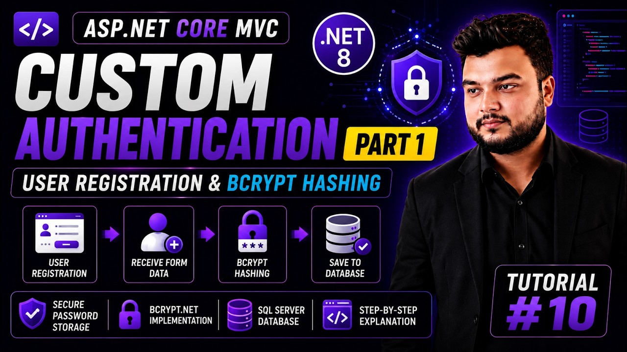 ASP.NET Core MVC Custom Authentication Part 1 | User Registration & BCrypt Hashing | Tutorial