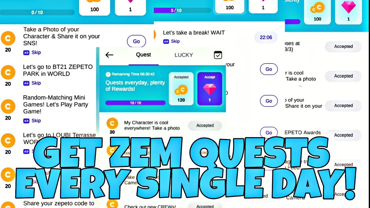 TRICK: (Updated 2024)Getting ZEM quests everyday in ZEPETO!