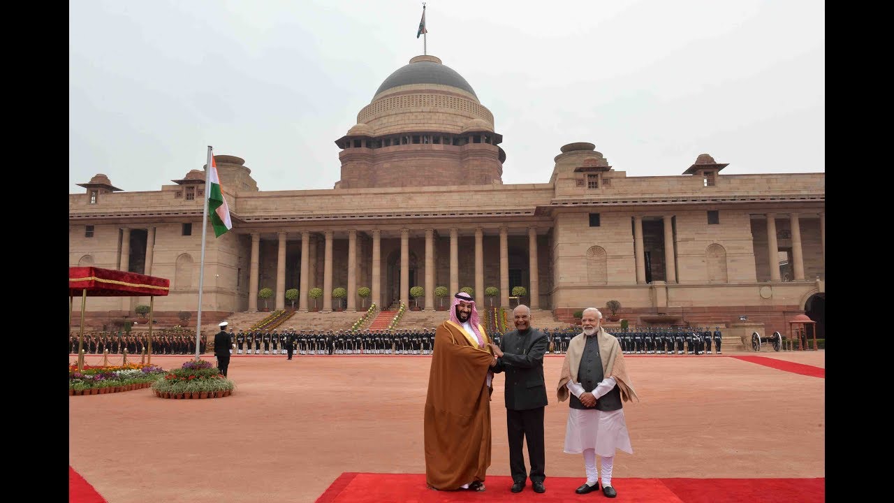 Ceremonial Reception of  Mohammed Bin Salman, Crown Prince of Saudi Arabia, at Rashtrapati Bhavan