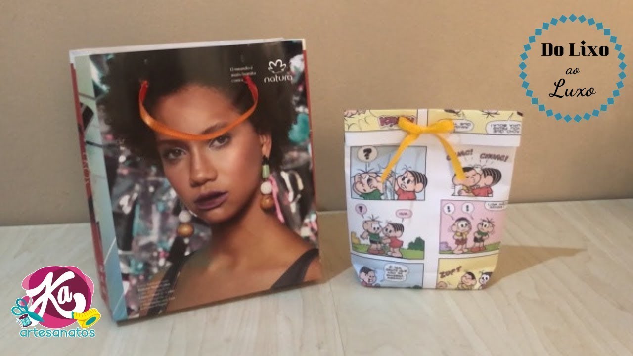 Sacola Feita com Revista e Embalagem de Presente de Gibi   Artesanato DIY