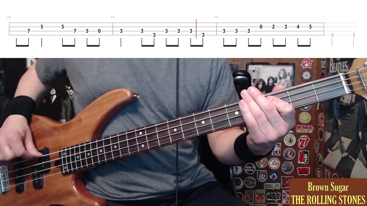 Brown Sugar by The Rolling Stones - Bass Cover with Tabs Play-Along