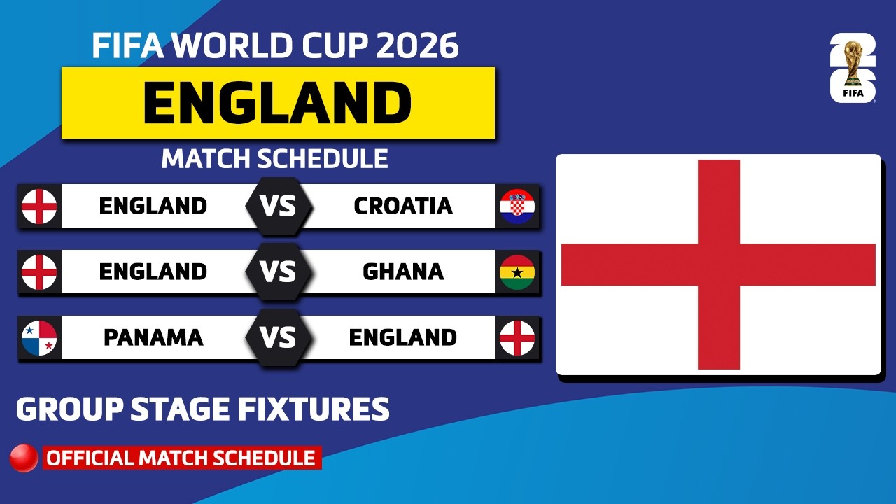 ENGLAND FIFA WORLD CUP 2026 MATCH SCHEDULE | ENGLAND FIFA WORLD CUP FIXTURES 2026