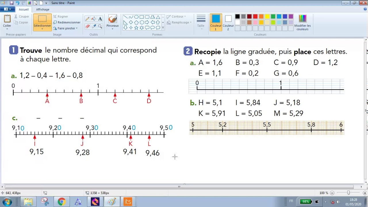 Comment placer un nombre décimal sur une droite graduée?