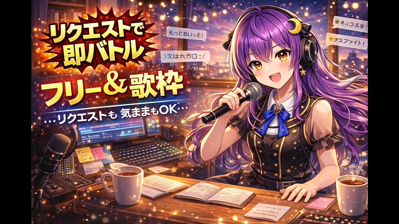 【#歌枠】リクエスト即バトル歌枠！～初見でも逃げません～　ジャンルフリー　アニソン多め　 #vtuber  #vsinger