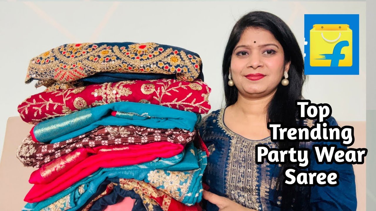Flipkart Saree haul Rs -388 | Flipkart Party wear Hand work/ Dimand work Saree|  Party Wear saree