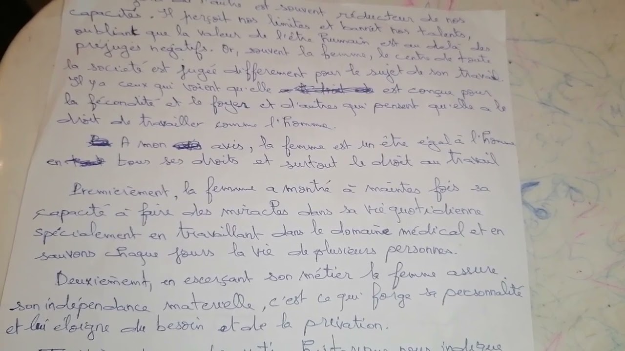 Essai argumentatif sur le travail de la femme