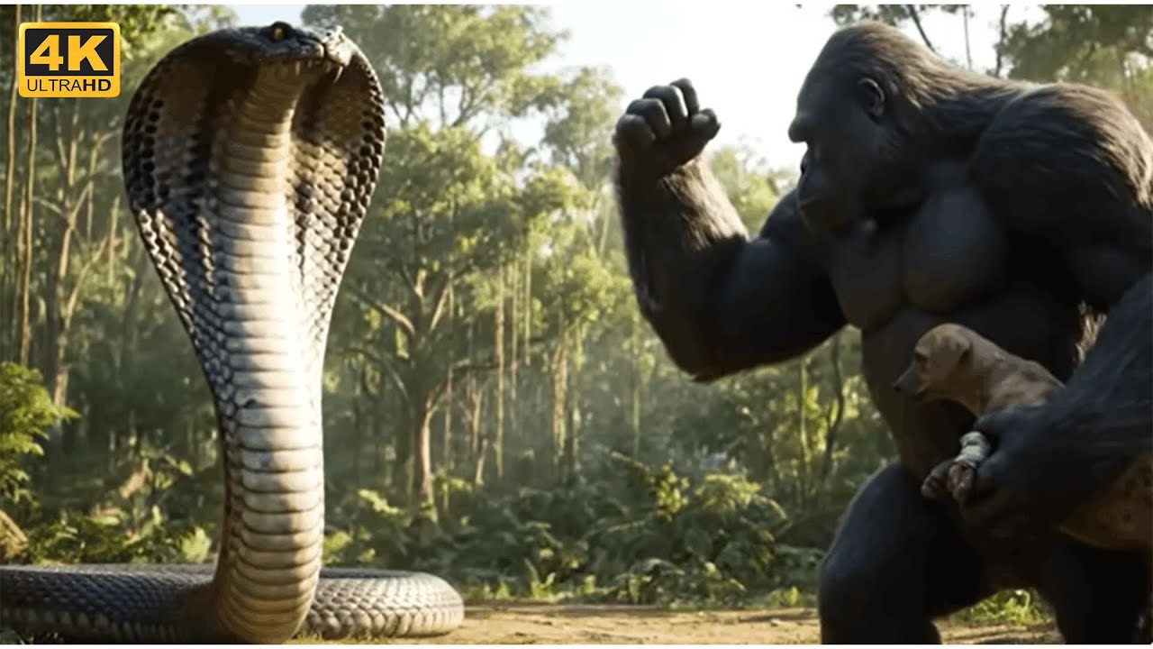 😱 Giant Cobra Attacks Puppy… Kong’s Savage Rescue Will Shock You 🦍🐍🐶🔥