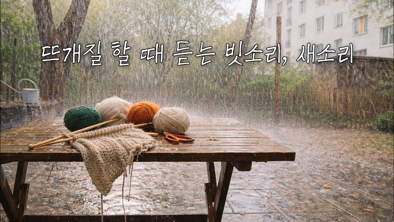 뜨개질 할 때 듣는 빗소리, 새소리 ASMR | 뜨개질 BGM | Rain Sounds for Knitting