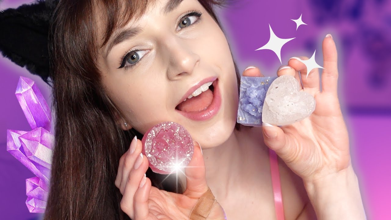 ASMR | Edible Crystal Candy 👅  eating sounds, plastic crinkles, whisper
