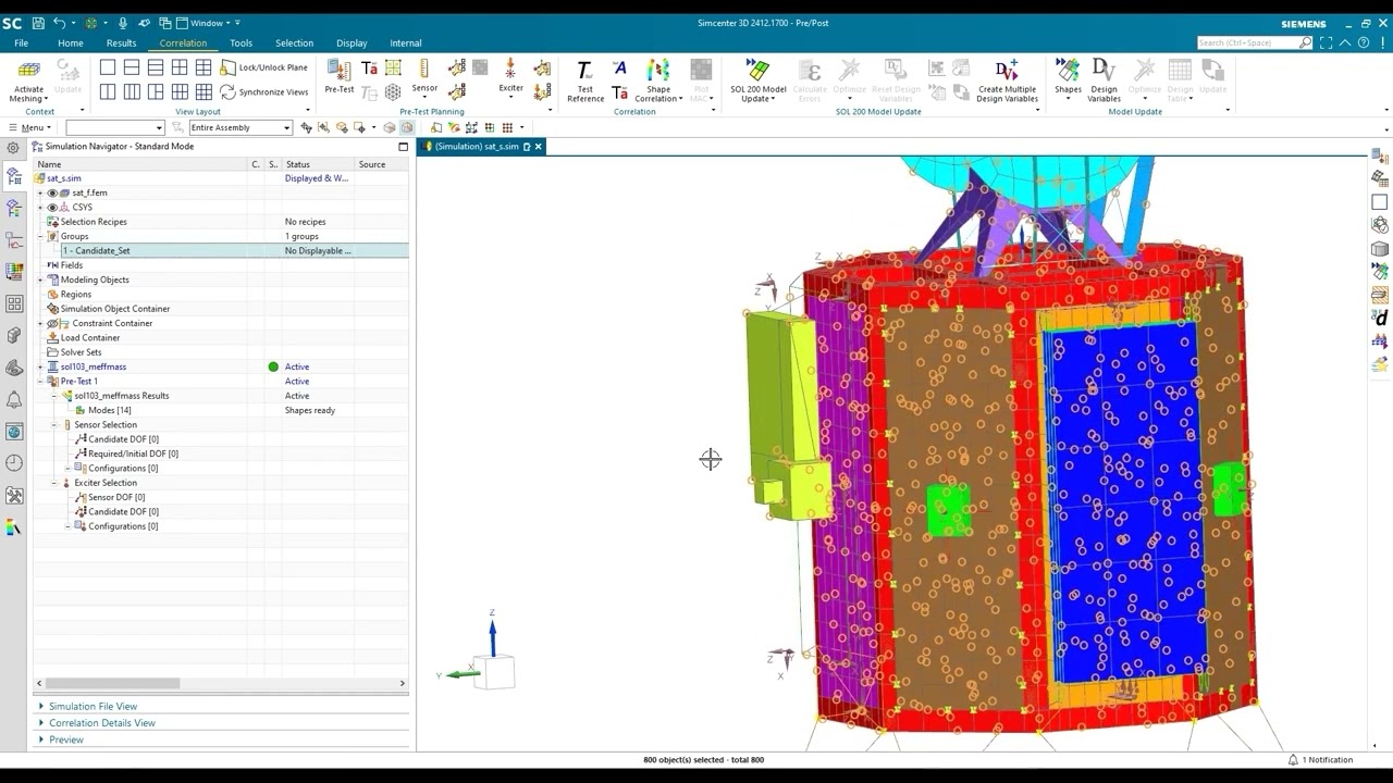 Selecting Sensors in Simcenter 3D Pre-Test Planning