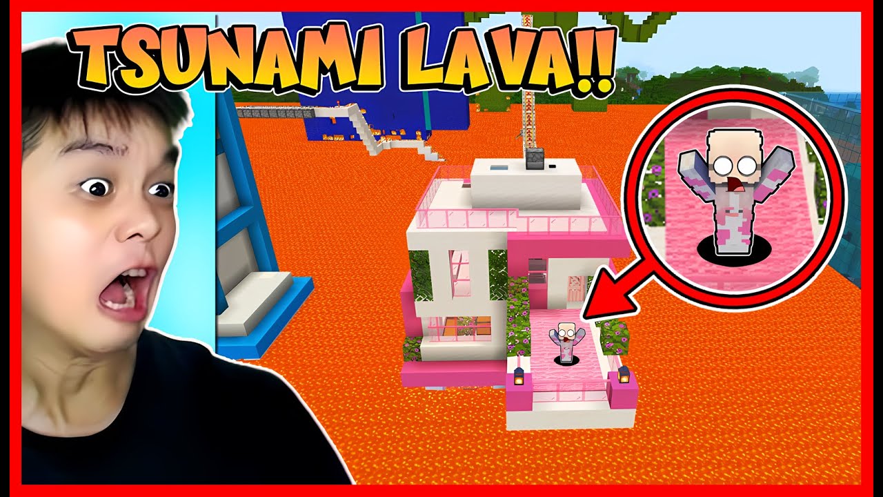 TSUNAMI LAVA !! RUMAH ATUN & MOMON TENGGELAM LAVA GUYS !! Feat @sapipurba Minecraft