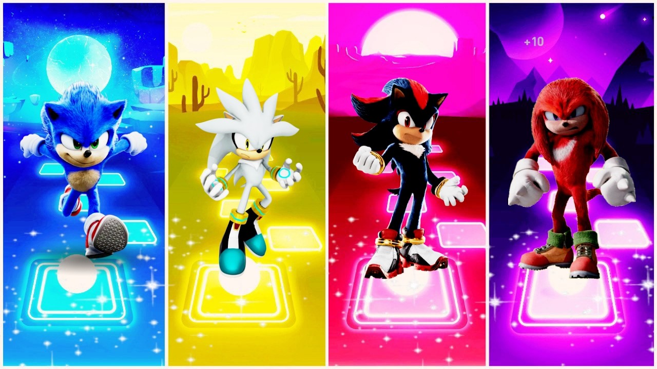 Sonic the Hedgehog 🆚 Silver the Hedgehog 🆚 Shadow the Hedgehog 🆚 Knuckles | Tiles Hop EDM Rush