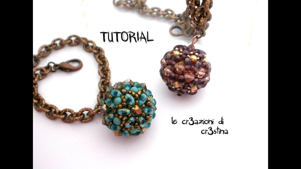 Tutorial Sfera Rivestita con Twin Beads / Superduo, Bicono e Perle Swarovski - Beaded Bead