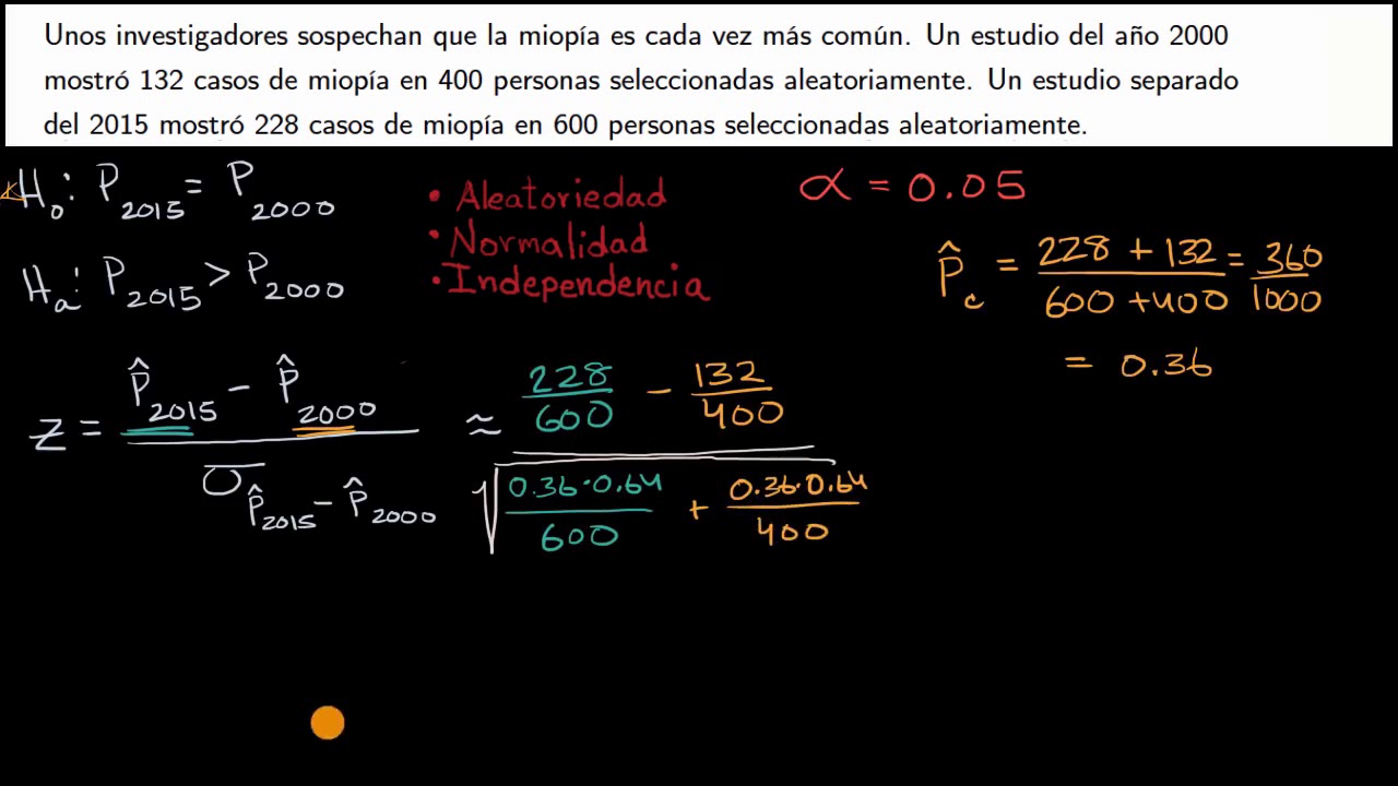 Prueba de hipótesis para una diferencia de proporciones. Ejemplo | Khan Academy en Español