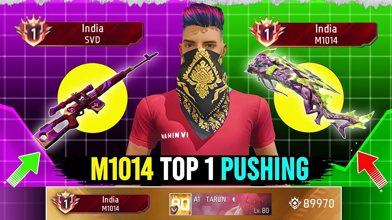Pushing Top 1 Title In M1014 And SVD 😍Solo Rank Push Tips and tricks #freefire