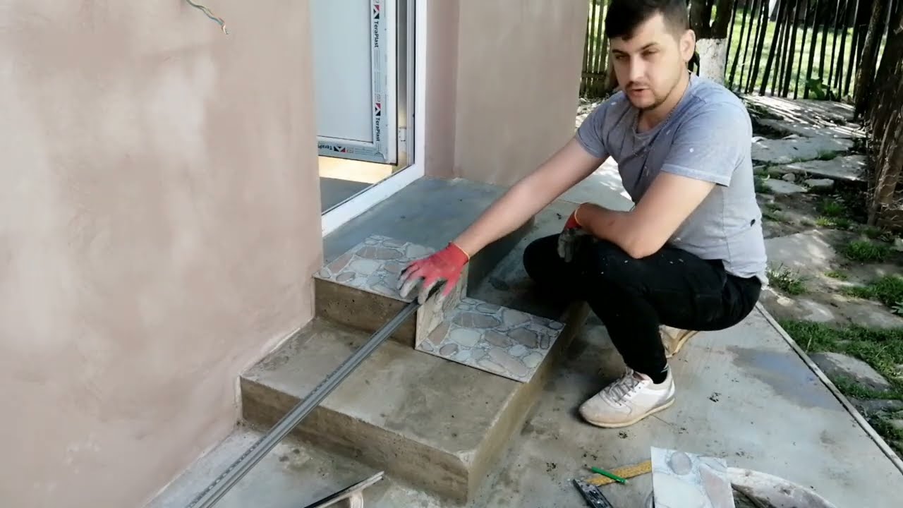 Placare scară cu gresie imitație de piatră!!