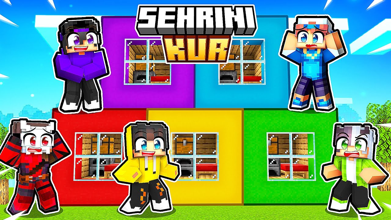 Yeni Şehirde Rengarenk Bir Apartman İnşa Ettik #1 🤩 | Minecraft #ŞehriniKur