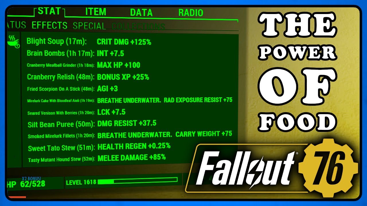 Fallout 76: The Incredible Power of Food - Advanced Food Guide. Meat Eating Herbivore is a Thing ;)