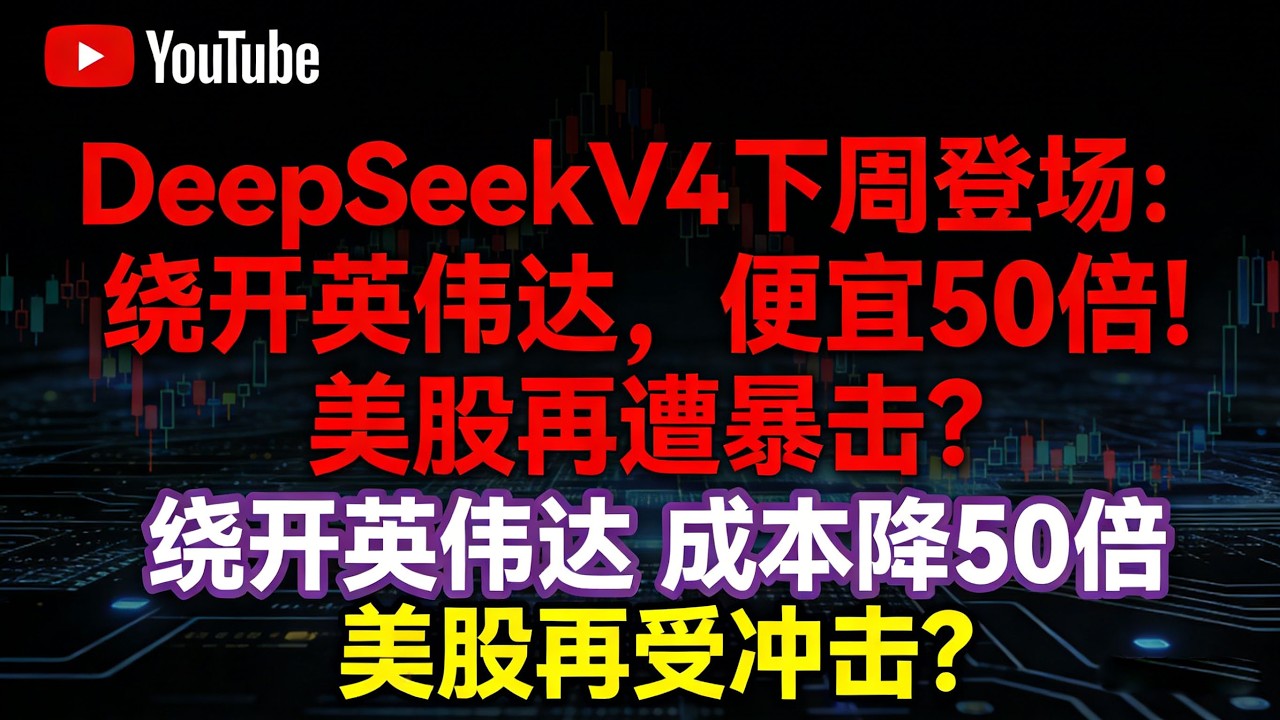 下周炸场！DeepSeekV4绕开英伟达，便宜50倍，美股要再跌17%？#DeepSeekV4#中国AI崛起#英伟达股价#国产芯片突破#AI多模态#美股预警#Anthropic翻车#AI暗战#科技强国