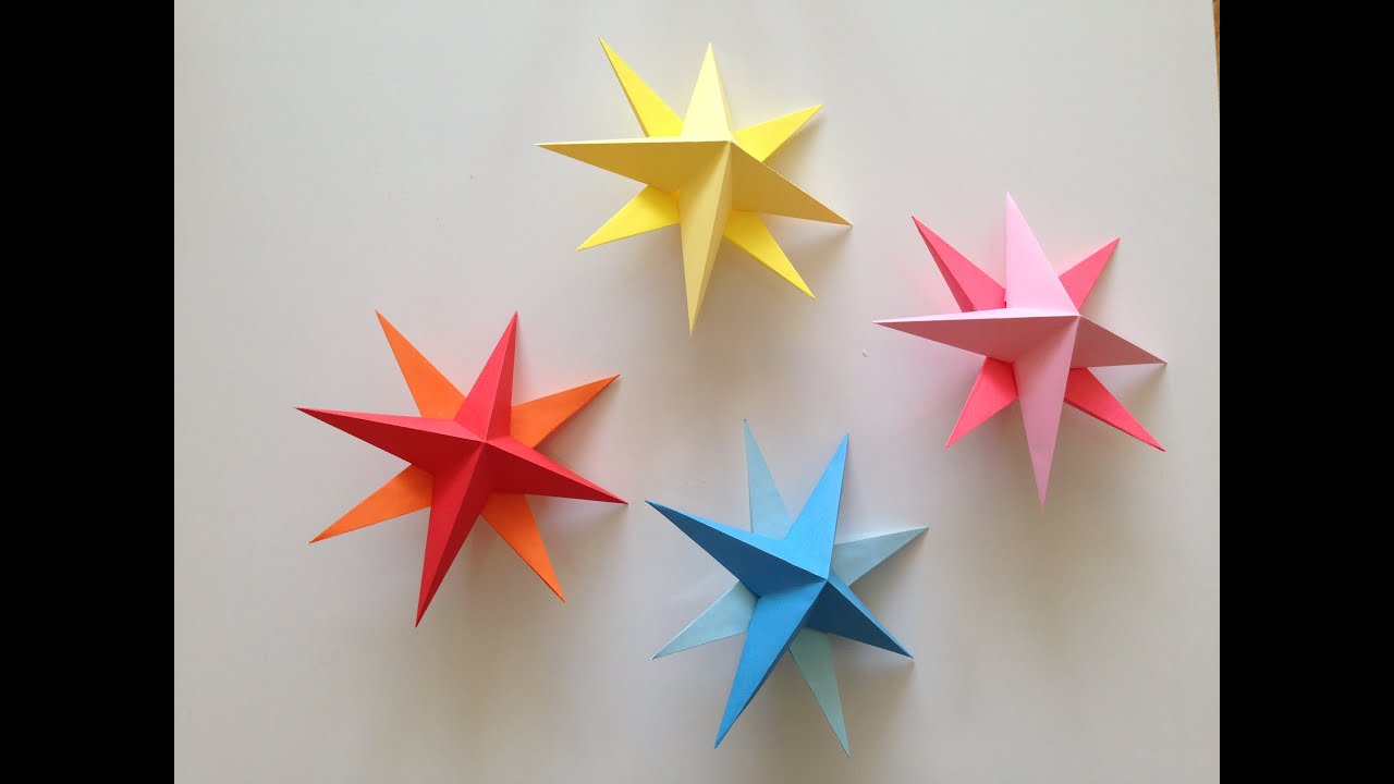 How to make Simple 3D Paper Stars, Christmas DIY, origami