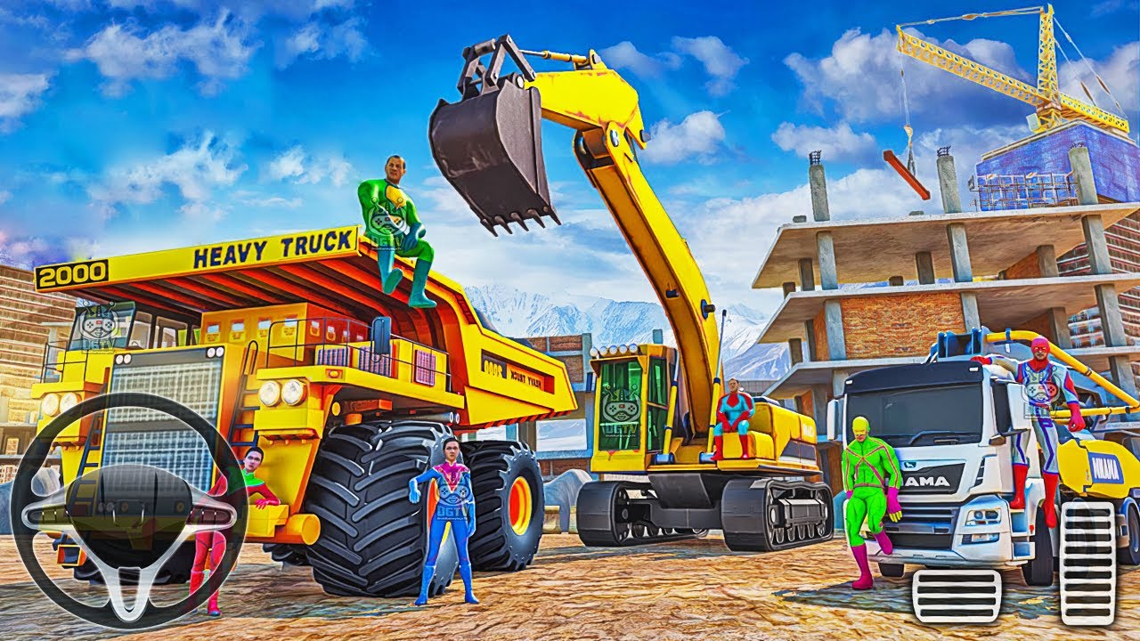 Superhero City Construction Simulator #2 - Heavy Excavator Game 2021 - Android Gameplay
