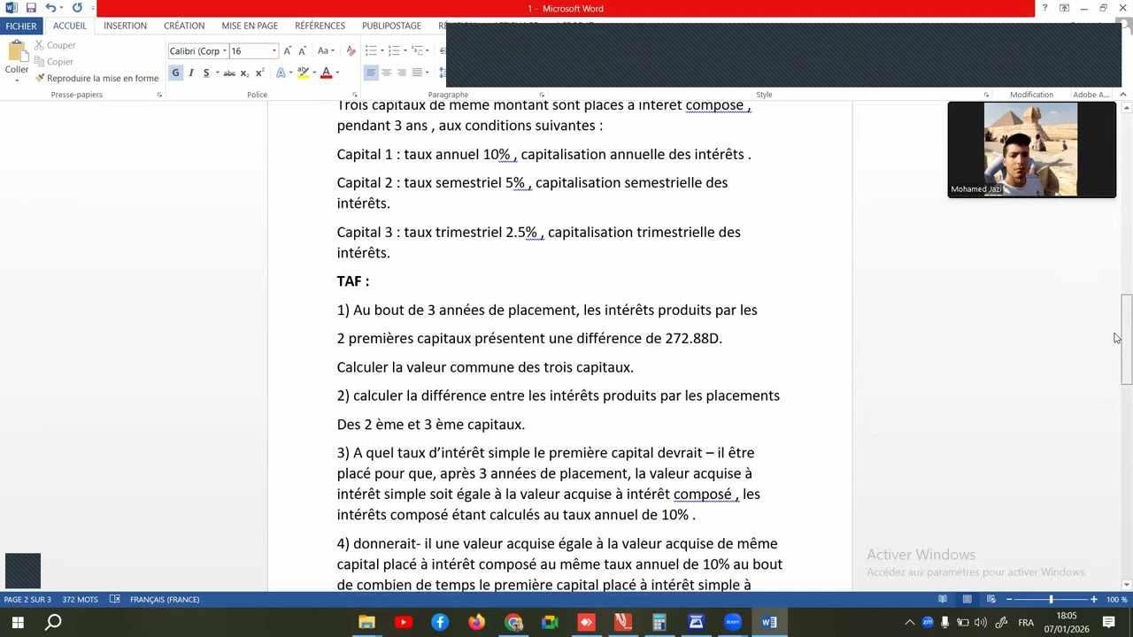 Evaluation examen principal math fin fsegn 2025/2026