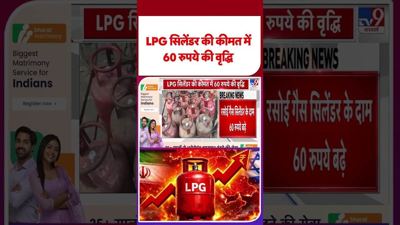 New Rules 2026 : LPG सिलेंडर की कीमत में 60 रुपये की वृद्धि | LPG Cylinder | Car Prices | Top News