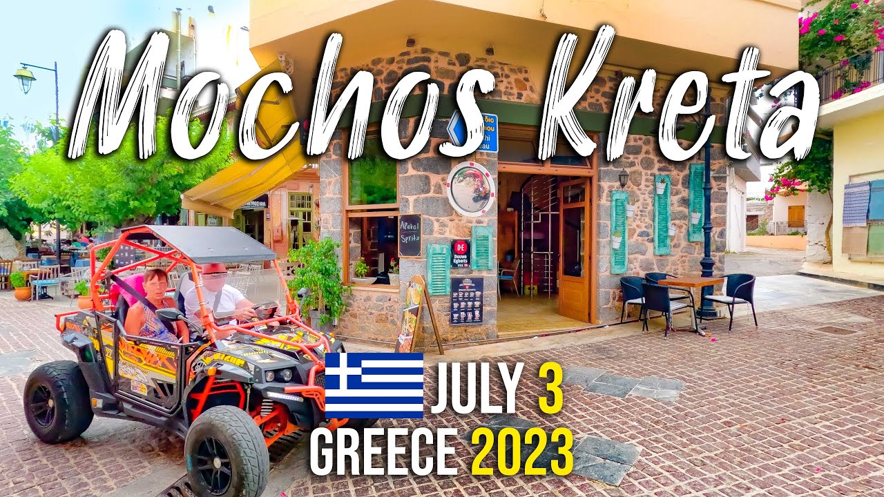 Mochos village Crete, walking tour 4k, Kreta, Greece 2023