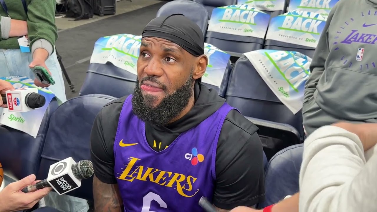 LeBron James talks at Lakers shootaround ahead of Game 3 vs. Timberwolves