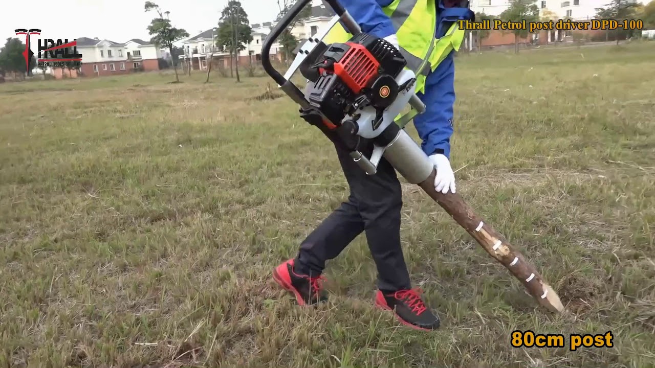 THRALL DPD-100 operation video gasoline post pile driver