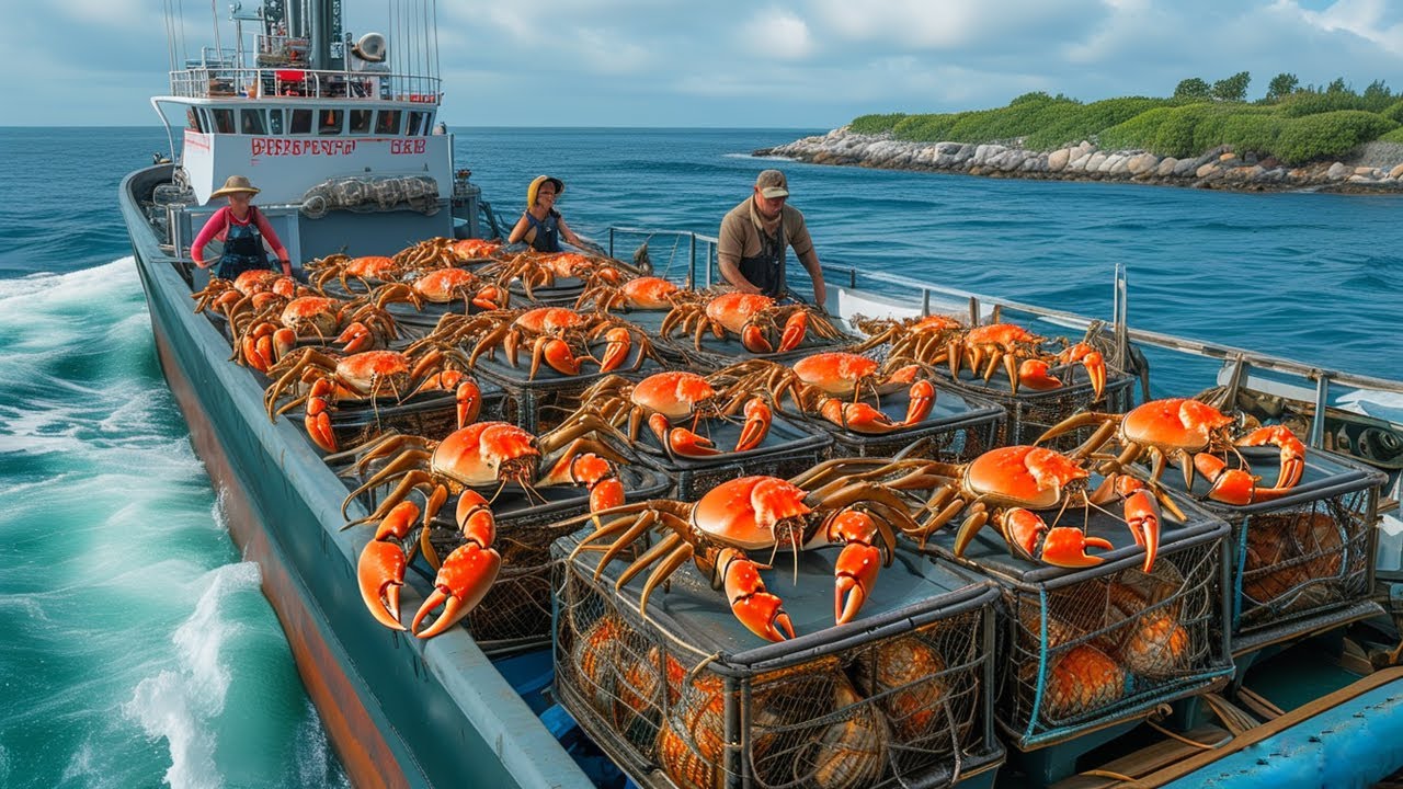 American Fishermen Catch Billions Of Big Crabs This Way - Diving skills to hunt crabs under the sea