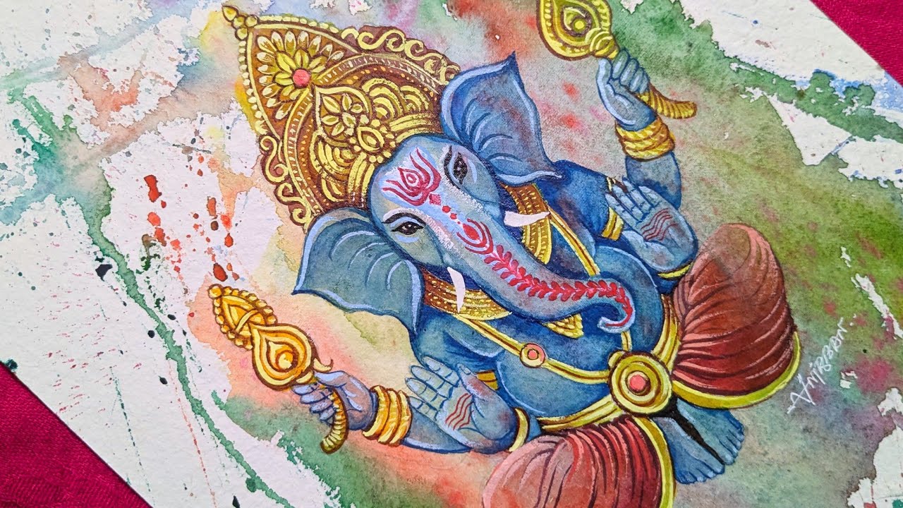 Lord Ganesha Watercolor Painting| Creative Watercolor Painting Tutorial