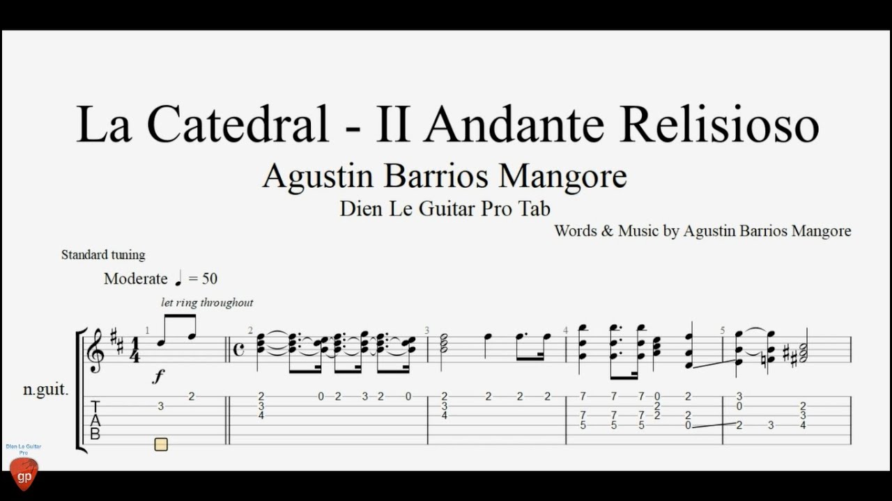 Guitar Tutorial + Free TAB - Augustín Barrios - La Catedral - II Andante Relisioso