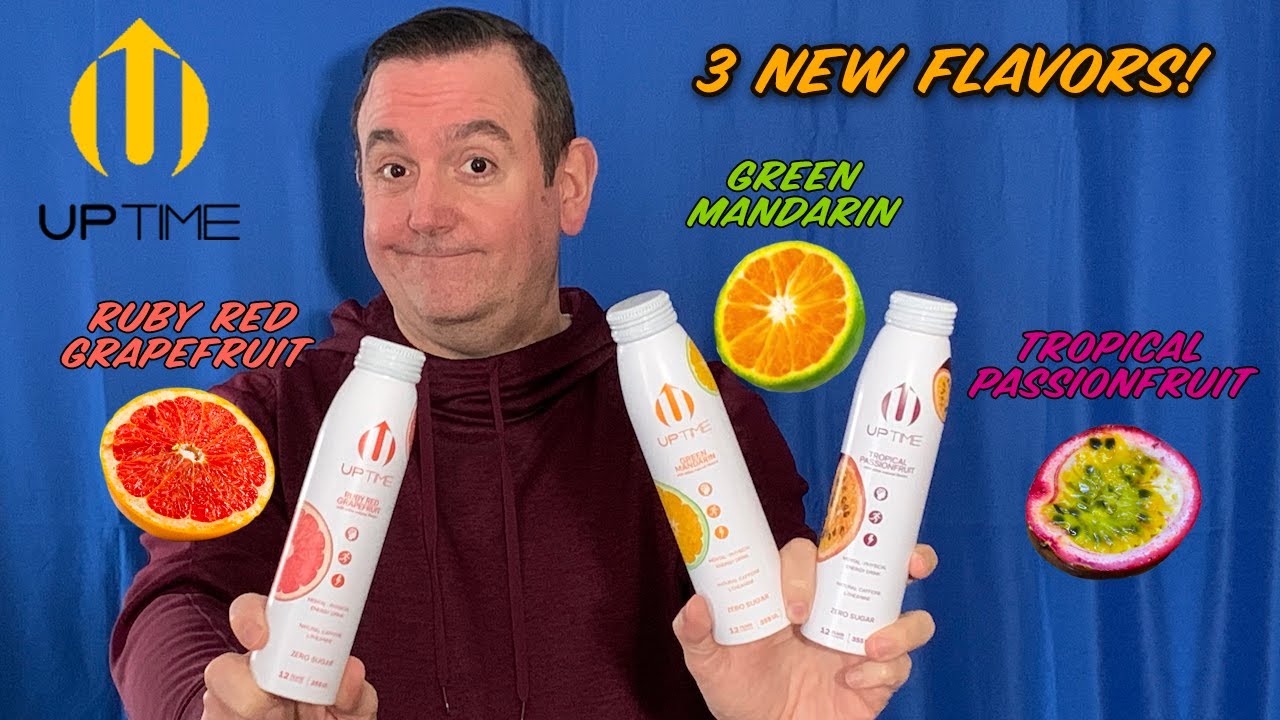 Uptime Energy Drink Review; 3 New Flavors! Uptime Tropical Passionfruit,; Green Mandarin; Grapefruit