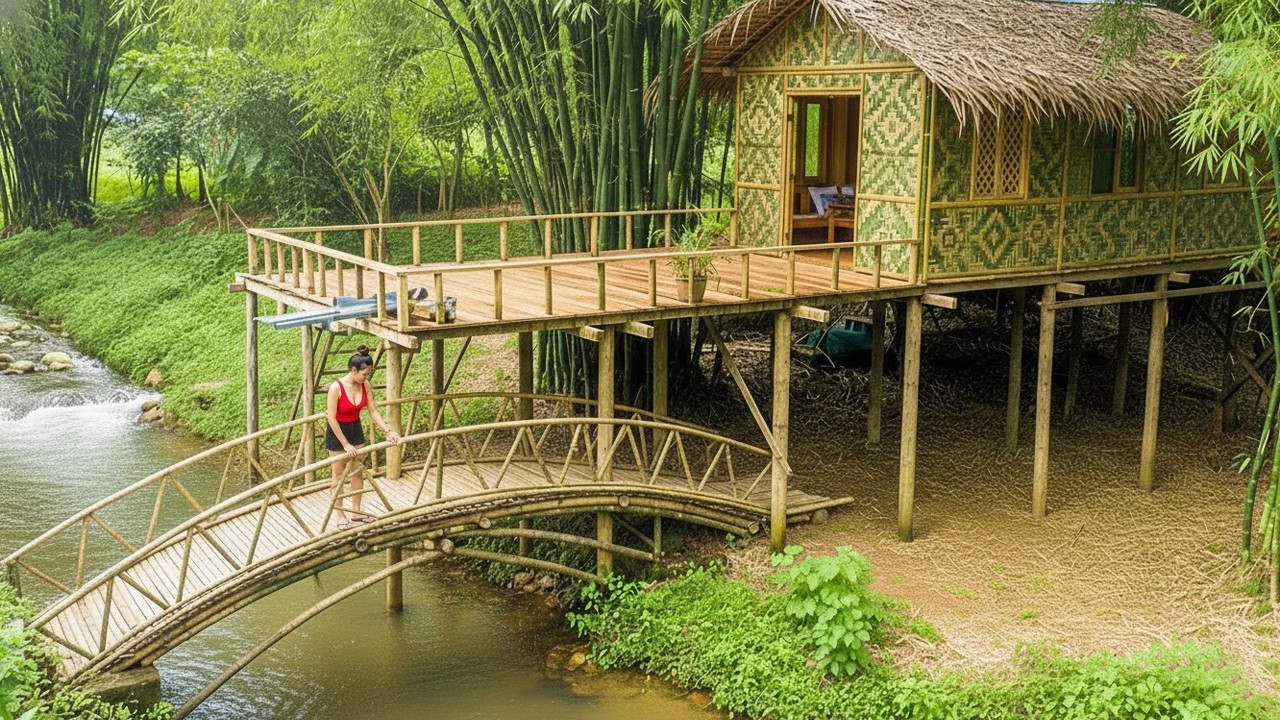 YOUNG WOMAN Builds a Strong Bridge to Protect Her Home from Floods — Incredible Transformation