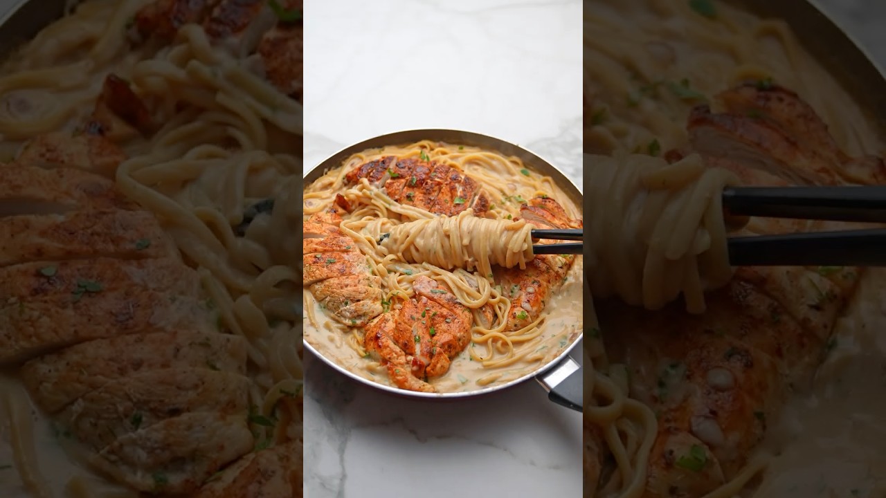 طريقه المطاعم السريه لمكرونه الفريدو بالدجاج آسهل طريقه  ف حله واحده &hearts;️  #ناديه_السيد#مكرونه #pasta
