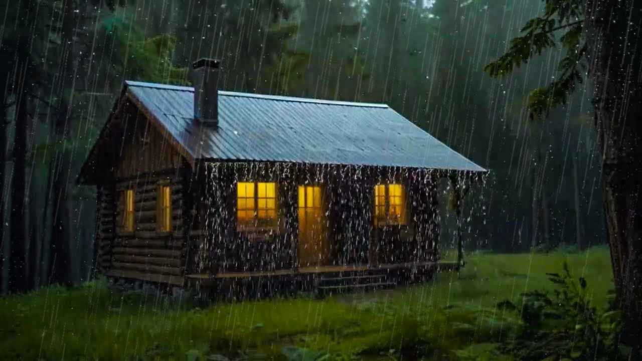 O som da chuva caindo no telhado da floresta densa. RELAXE || SONO PROFUNDO || ASMR