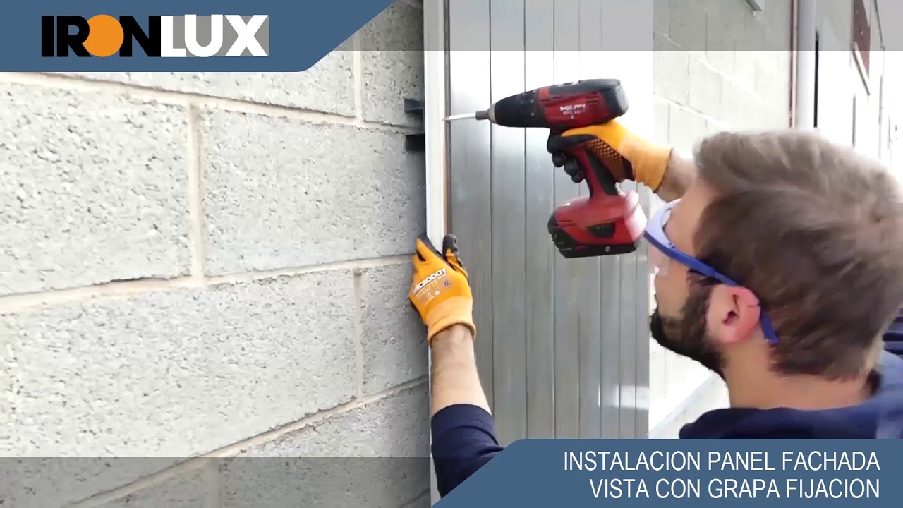 Instalación de Panel Fachada en pared rastrelada con omegas y grapa fijacion oculta