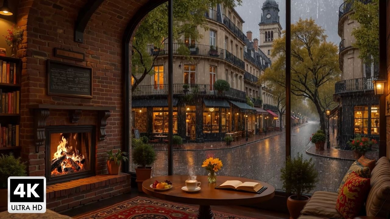 Beautiful Relaxing Jazz Piano Music ~ Cozy Cafe Atmosphere on a Rainy Day for Study, Work & Relax