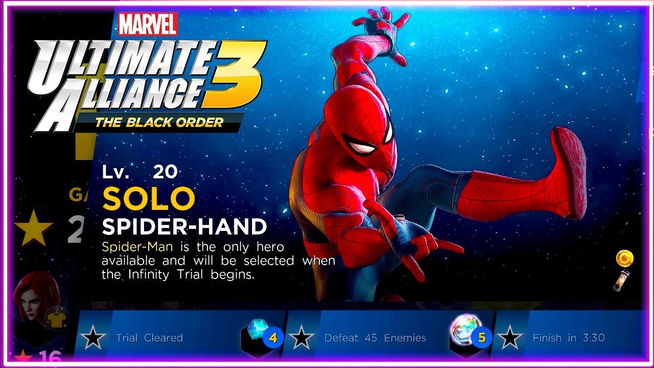 Solo Spider Hand Trial 3 Stars! Ultimate Alliance 3