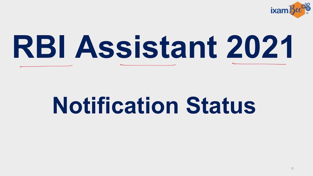 RBI Assistant 2021 | Notification Status by Susheel Ragade