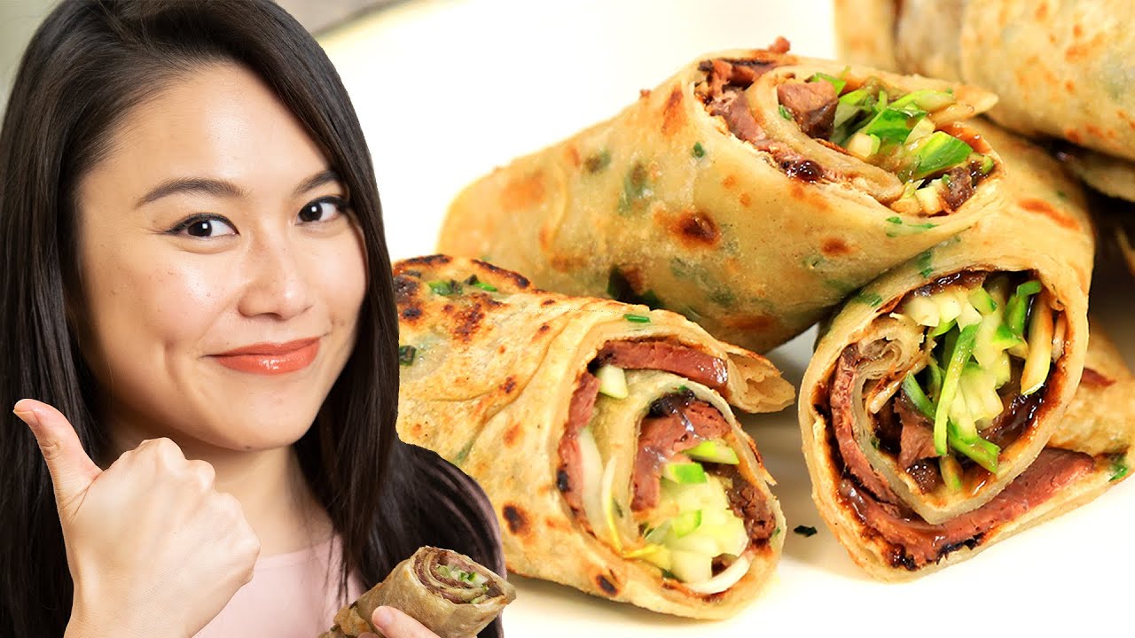 Best Snack Ever! Scallion Pancake Beef Rolls (牛肉捲餅)