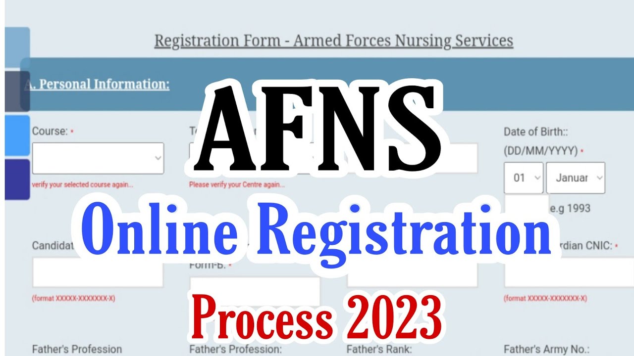 AFNS Online Registration Process 2023 | Pakistan Army AFNS Online Registration Process