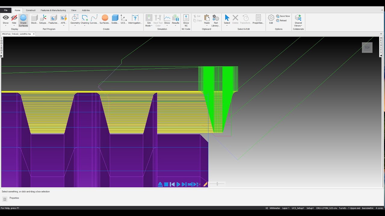 34 Torneado de rosca mediante perfil con FeatureCAM CAD CAM