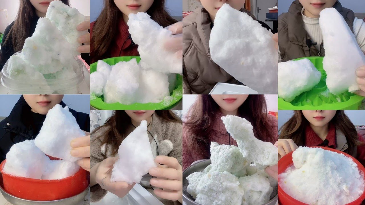 ASMR ICE EATING🤍Requested HER SOLO FREEZER FROST EATING🥶SATISFYING SOFT SQUEAKY FROST BITES ASMR🧊