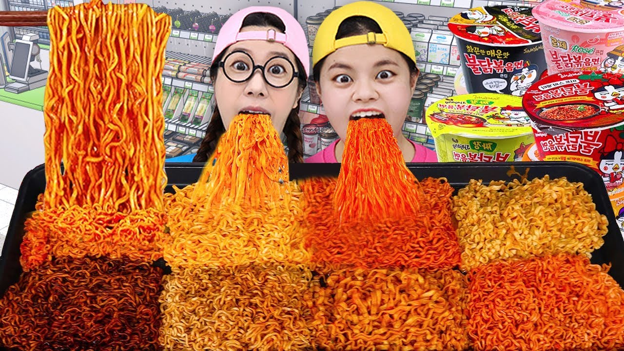 Mukbang Fire Spicy Noodle 편의점 볶음면 챌린지! 불닭볶음면 전메뉴 먹방 EATING SOUNG CHALLENGE 티미 TIMI