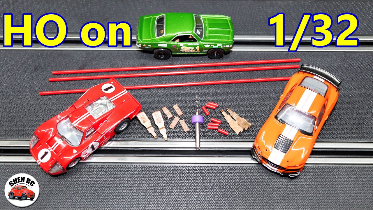 Make HO slot cars race on 1/32 track